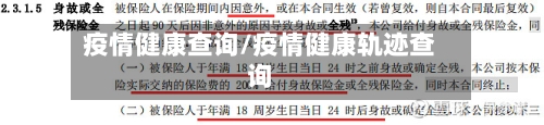 疫情健康查询/疫情健康轨迹查询